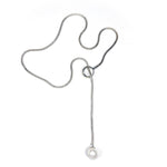 Load image into Gallery viewer, White Freshwater Pearl with Adjustable Silver Lariat