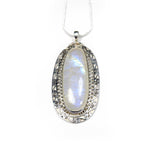 Load image into Gallery viewer, Large Oval Moonstone Pendant with Silver Detail