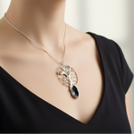 Load image into Gallery viewer, Moldavite Tree of Life Pendant with Rough and Faceted gem Moldavite