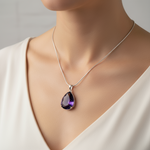 Load image into Gallery viewer, Amethyst Pear Gemstone Pendant in Sterling Silver