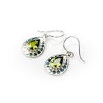 Load image into Gallery viewer, Peridot pear silver earrings with silver ball detail
