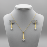 Load image into Gallery viewer, Fresh Water Pearl Drop Eearrings and Pendant in 14ct Gold plate on Silver