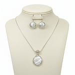 Load image into Gallery viewer, Coin Pearl Earring and Pendant Set in Sterling Silver