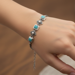 Load image into Gallery viewer, Turquoise Bracelet with Silver Detail