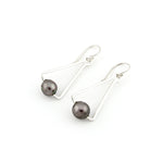 Load image into Gallery viewer, Black Freshwater Pearls In A Silver Geometric Design