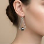 Load image into Gallery viewer, Black Freshwater Pearls In A Silver Geometric Design