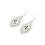Load image into Gallery viewer, Peridot In Silver Filligree Drop Earrings