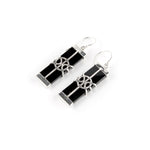 Load image into Gallery viewer, Onyx And Silver Designed Drop Earrings