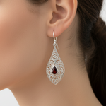Load image into Gallery viewer, Garnet Filligree Drop Earrings
