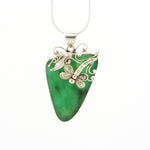 Load image into Gallery viewer, Australian Chrysoprase Pendant With Silver Dragonfly Detail