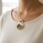 Load image into Gallery viewer, Ammonite Fossil Pendant Set In Contemporary Silver Design