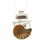 Load image into Gallery viewer, Ammonite Fossil Pendant Set In Contemporary Silver Design