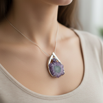 Load image into Gallery viewer, Amethyst Stalactite And Amethyst Gemstone Pendant