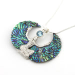 Load image into Gallery viewer, Egyptian Goddess Silver Isis Pendant with Hand Carved Abalone Wings and Topaz
