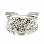 Load image into Gallery viewer, Sterling Silver Cuff Bracelet with Floral Design
