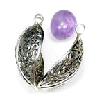 Load image into Gallery viewer, Silver Filligree Cage with Necklet and Amethyst Crystal

