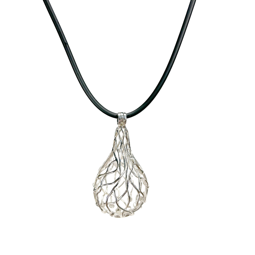 Silver Wire Crystal Cage with Necklet and Amethyst Crystal