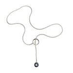 Load image into Gallery viewer, Black Freshwater Pearl with Adjustable Silver Lariat

