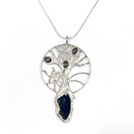 Load image into Gallery viewer, Moldavite Tree of Life Pendant with Rough and Faceted gem Moldavite
