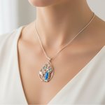 Load image into Gallery viewer, Australian Opal Doublet Pendant with Topaz and Silver Floral Design
