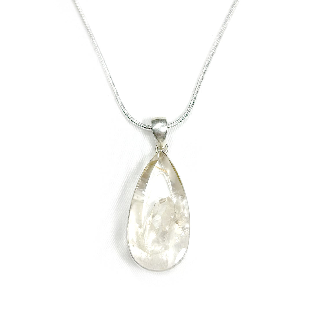 Brazilian Manifestation Quartz Pendant with Internal Crystal in silver