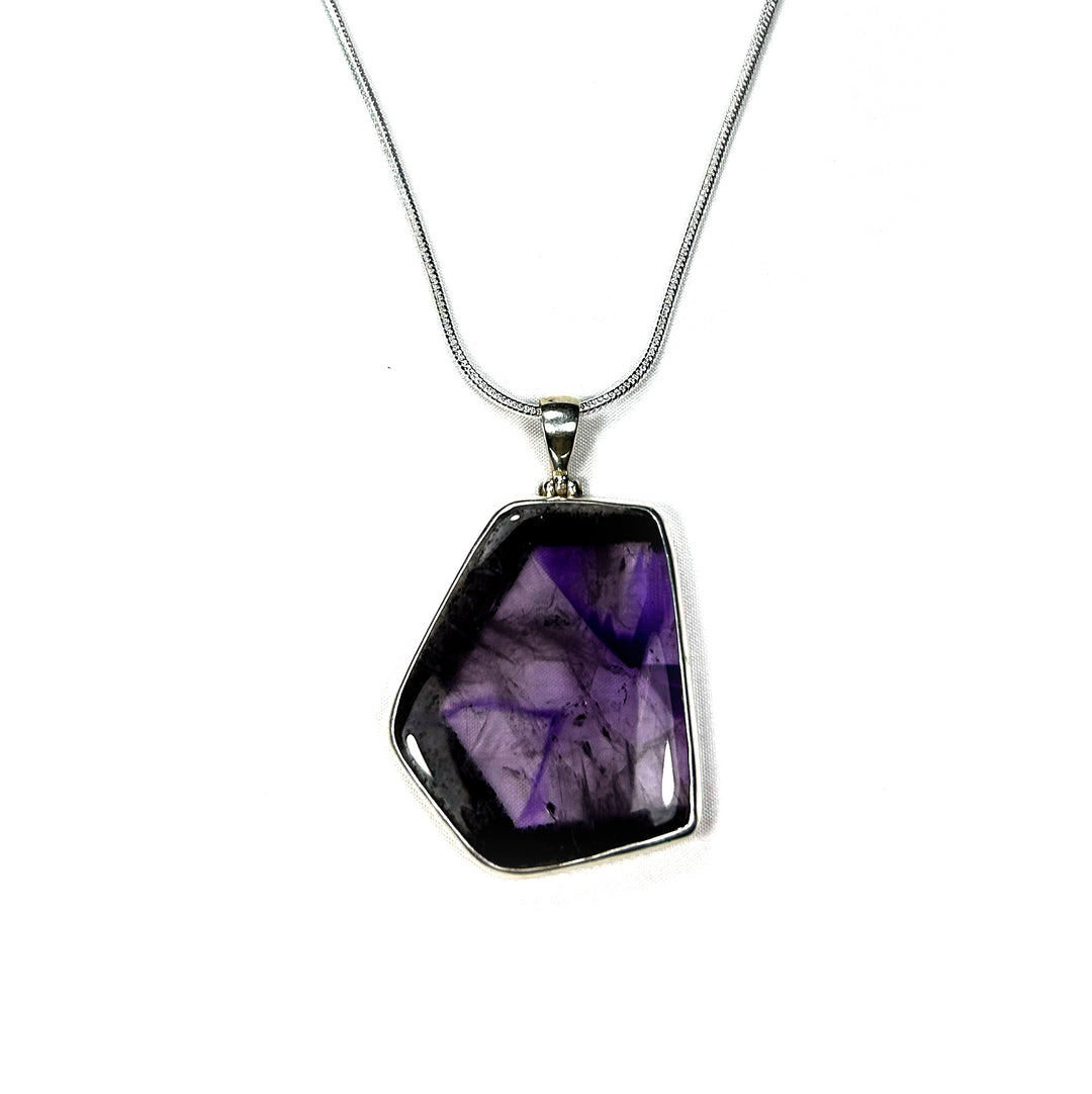 Trapiche Amethyst Pendant set in Sterling Silver