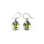 Load image into Gallery viewer, Peridot pear silver earrings with silver ball detail
