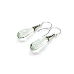 Load image into Gallery viewer, Prasiolite Quartz Briolette Drop Earrings with silver Cap
