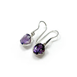 Load image into Gallery viewer, Amethyst Oval Gemstone earrings in Silver
