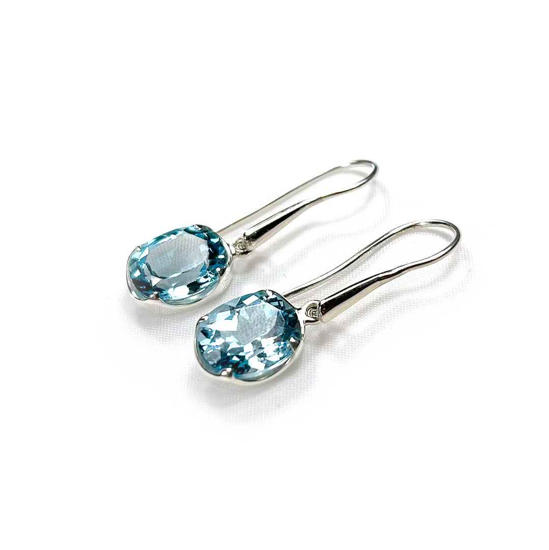 Topaz Oval Gemstone earrings in Silver