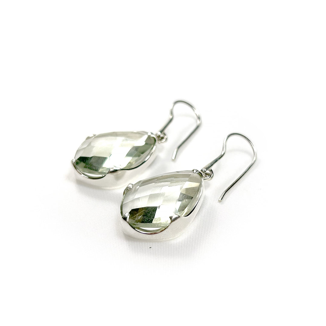 Prasiolite Quartz Briolette Earrings in Sterling Silver