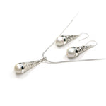 Load image into Gallery viewer, South Sea Pearl Filligree Drop Earrings and Pendant Set
