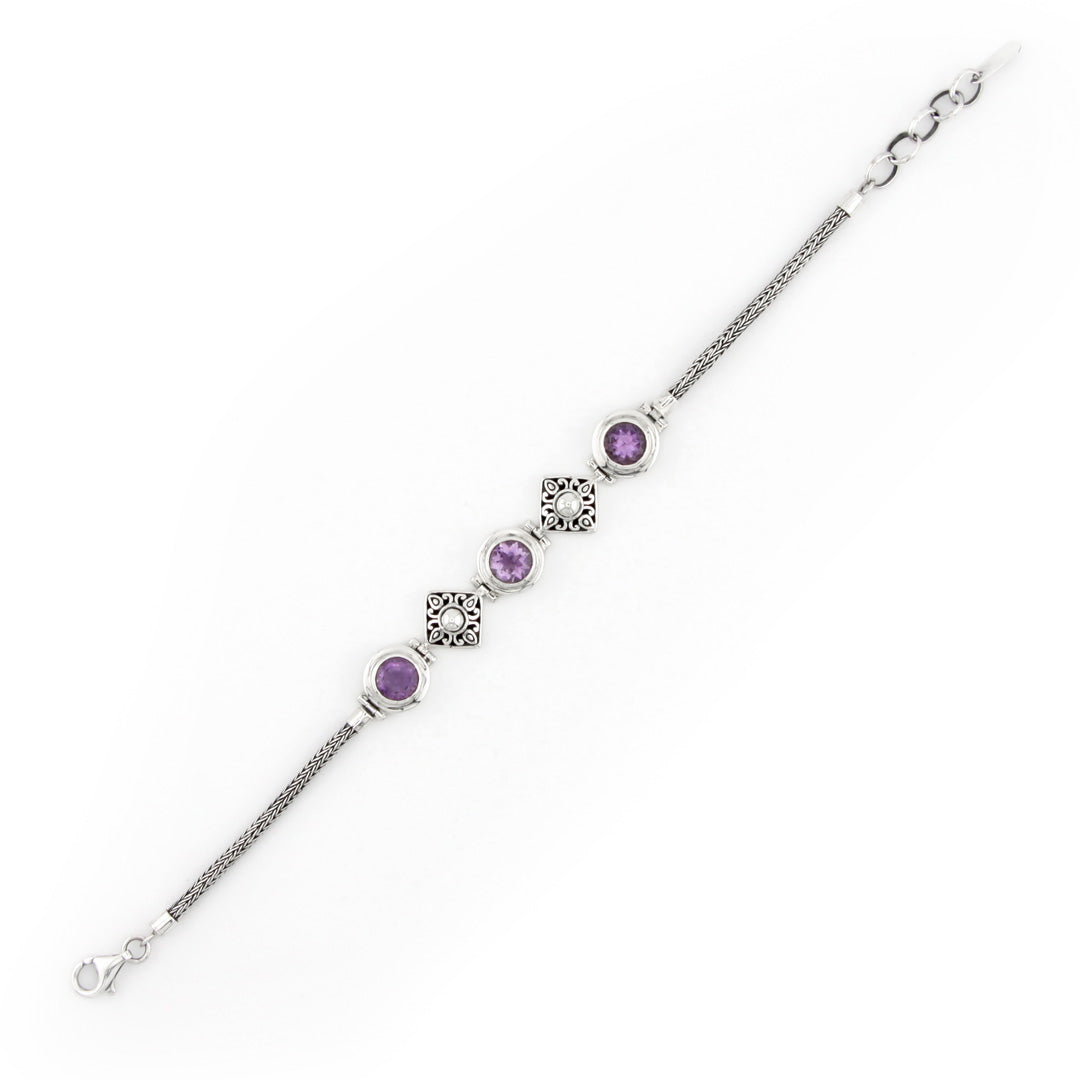 Amethyst Bracelet with Silver Detail