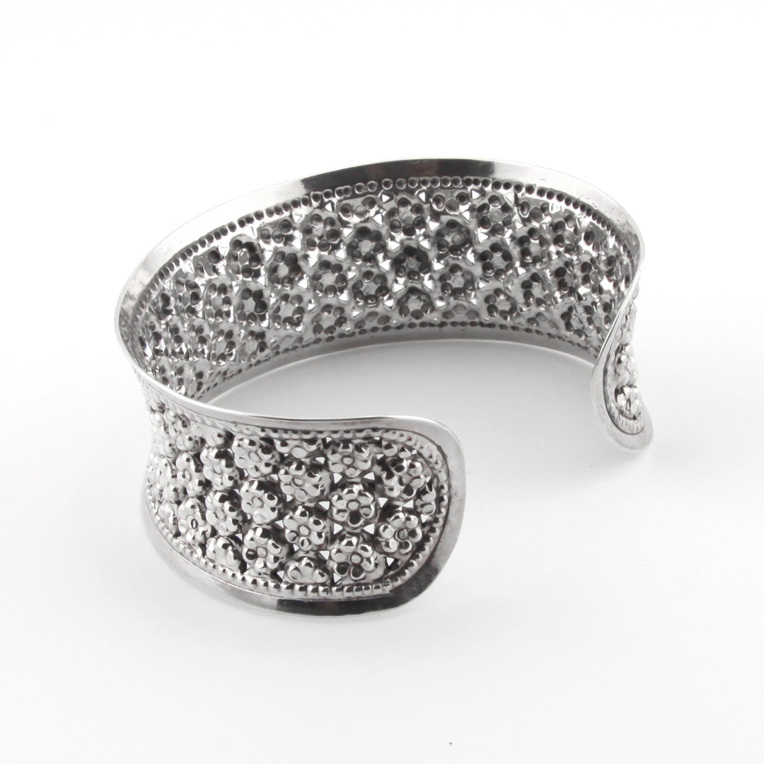 Sterling Silver Cuff bracelet with Small flowers Design