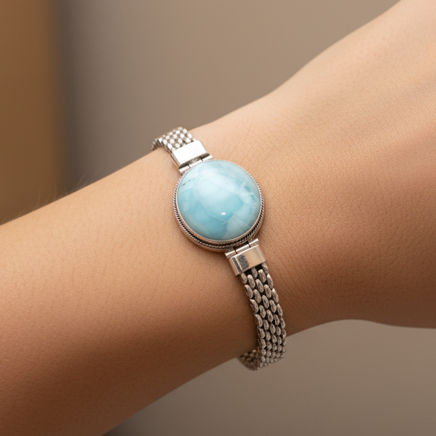 Larimar and Silver Bracelet