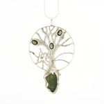 Load image into Gallery viewer, Moldavite Tree of Life Pendant with Rough and Faceted gem Moldavite
