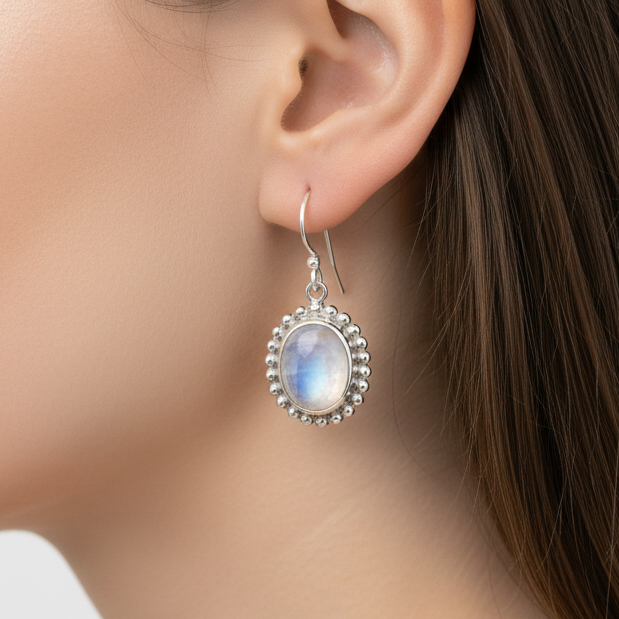 Moonstone drop earrings