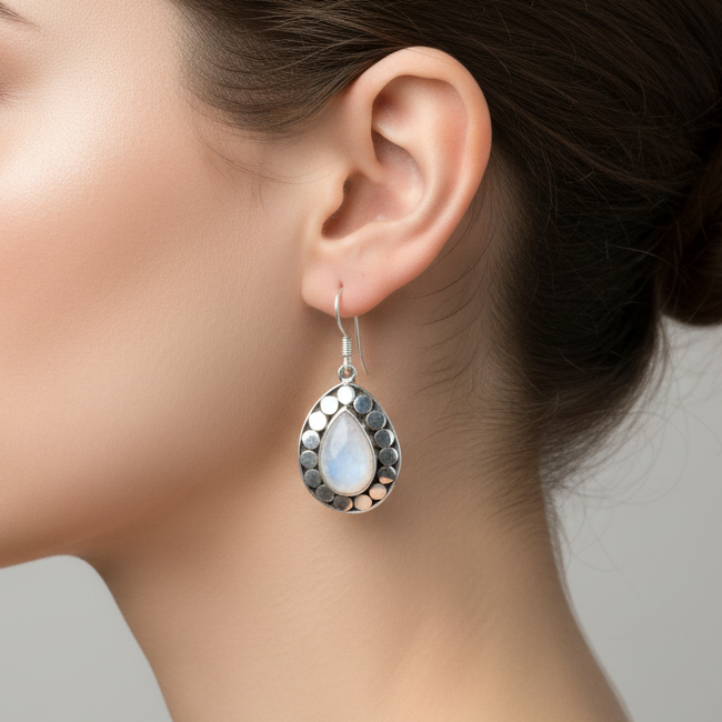 Moonstone drop earrings
