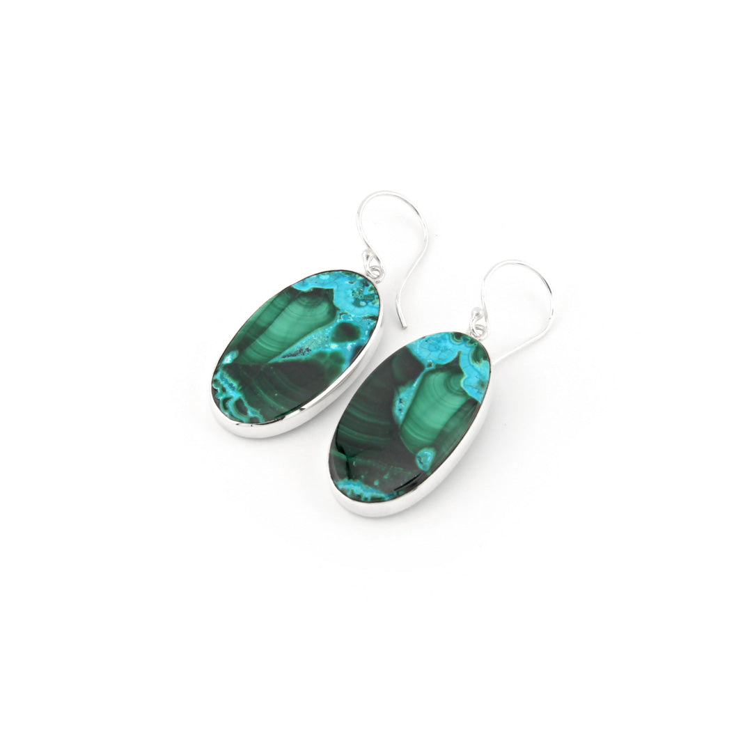 Chrysocolla And Malachite Drop Earrings