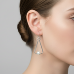 Load image into Gallery viewer, White Freshwater Pearls In A Silver Geometric Design
