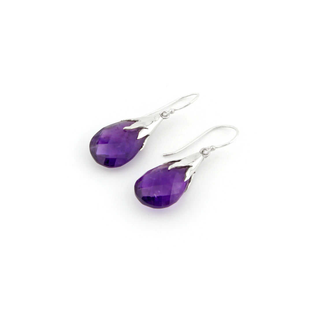 Amethyst Briollete Drop Earrings