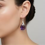 Load image into Gallery viewer, Amethyst Briollete Drop Earrings
