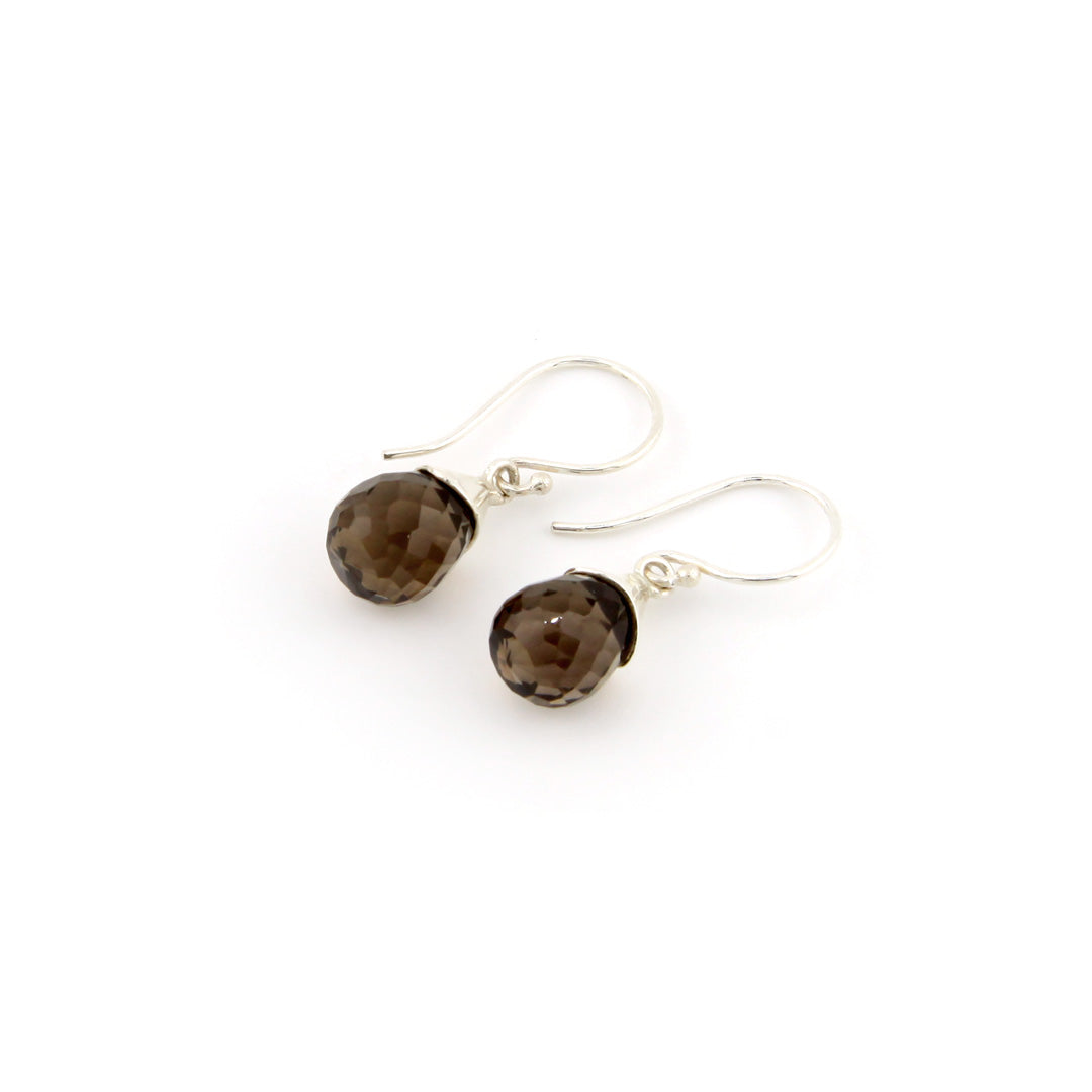 Smokey Quartz Briolette Drop Earrings