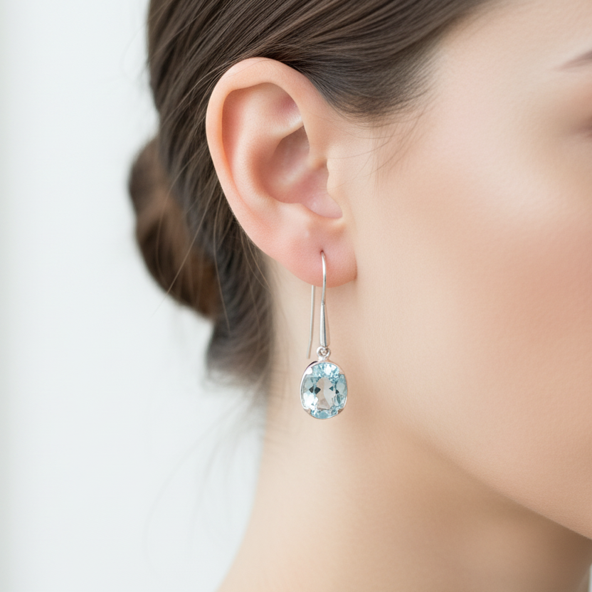 Sky Blue Topaz Briolette Drop Earrings