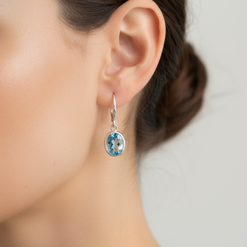 Swiss Blue Topaz Drop Earrings