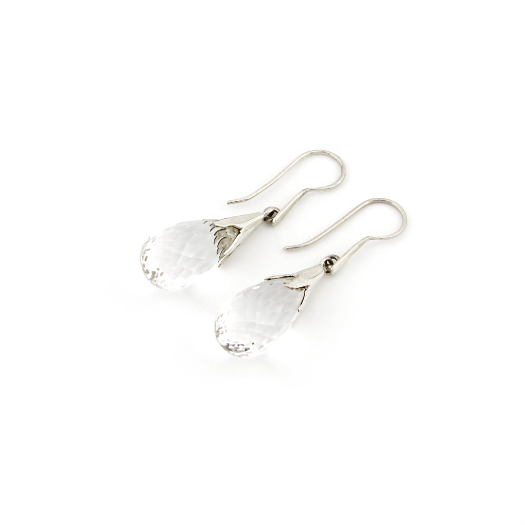 Clear Quartz Briolette Drop Earrings