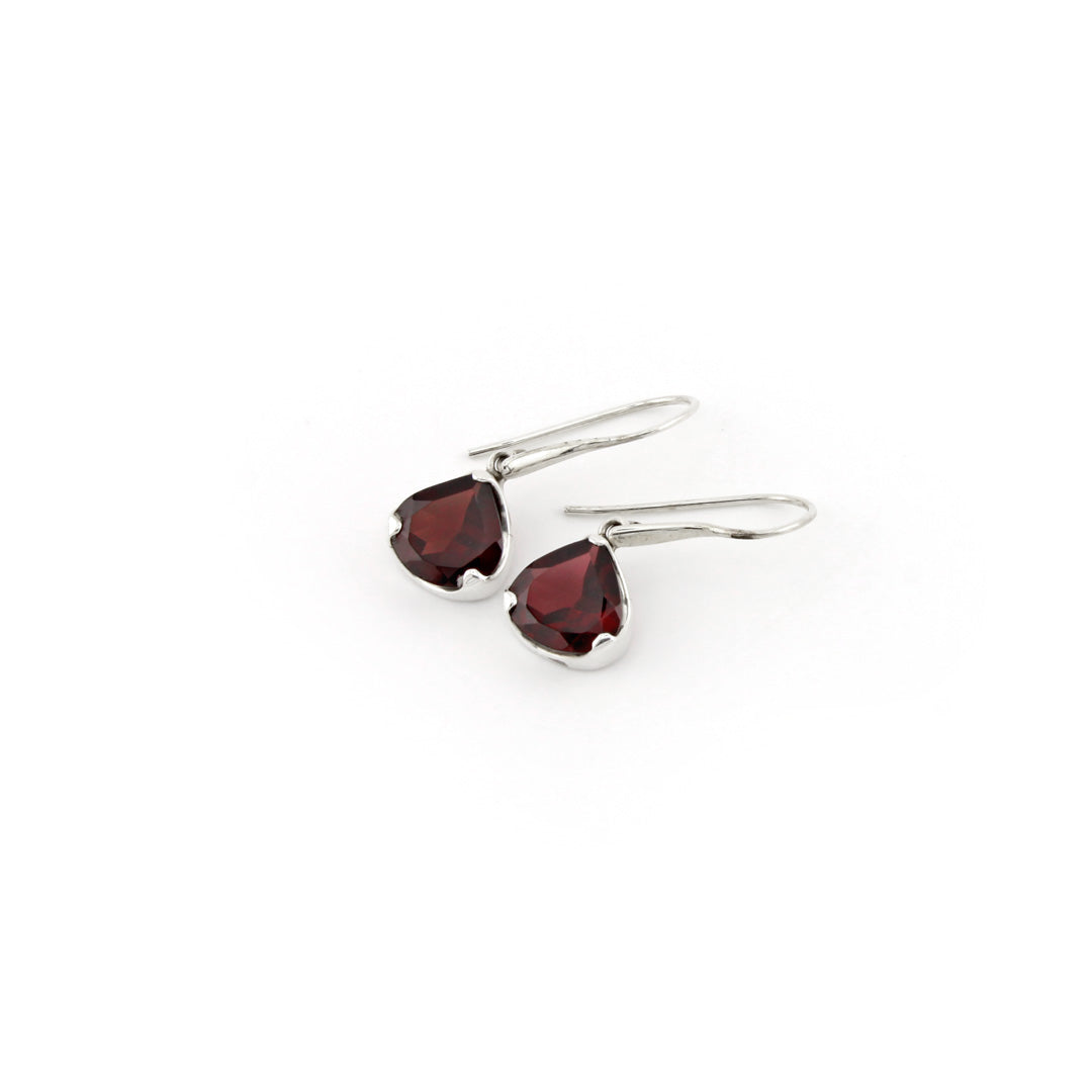 Almandine Trillion Cut Garnet Drop Earring