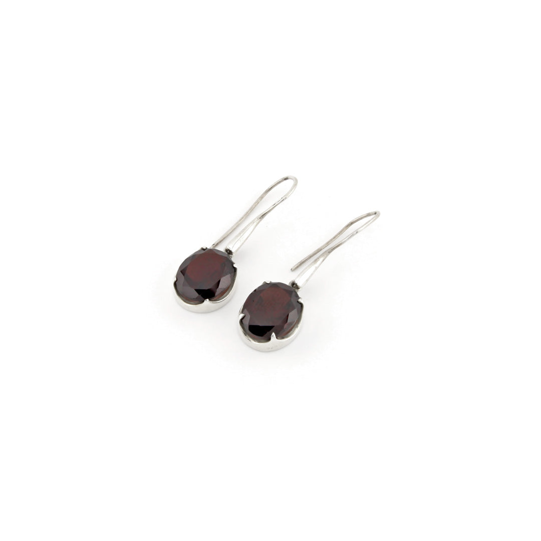 Almandine Oval Cut Garnet Drop Earrings
