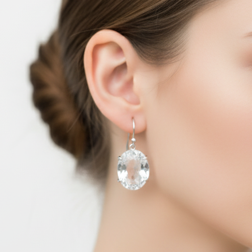 Clear Quartz Briolette Drop Earrings