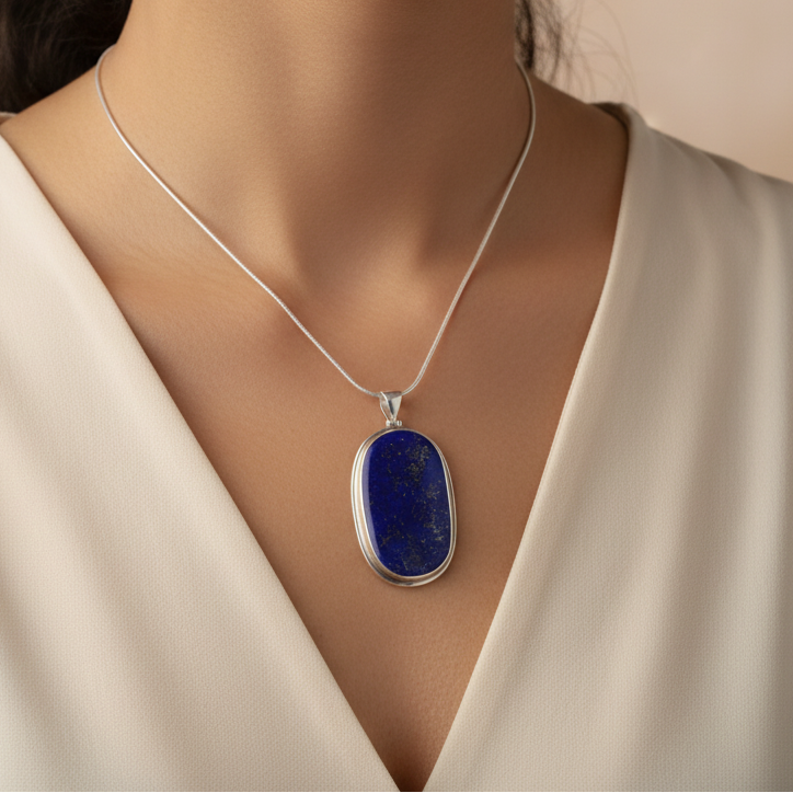 Lapis lazuli pendant in silver